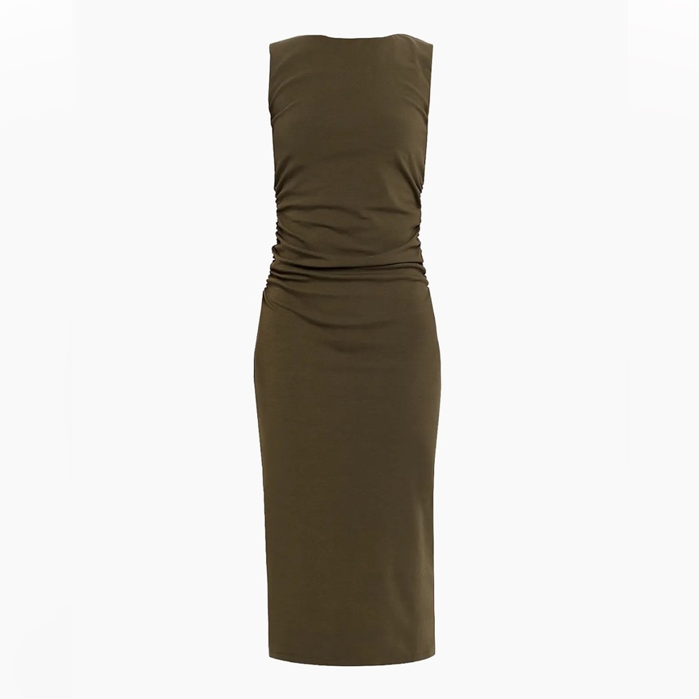 Veronica Beard Charissa Stretch Cotton Midi-Dress Olive Green Medium